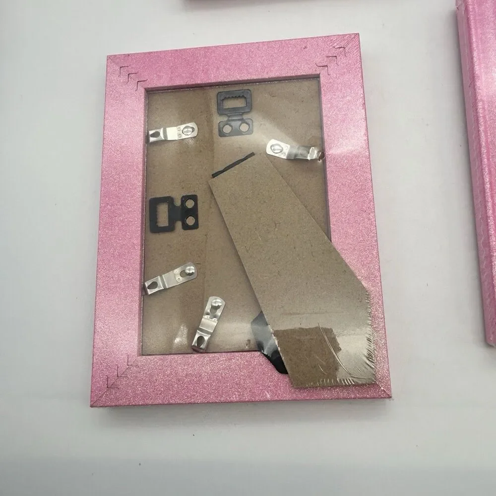 Pink Glitter 5x7 Picture Frames 4-Pack w/ 4x6 Mat New Sealed Wall/Tabletop